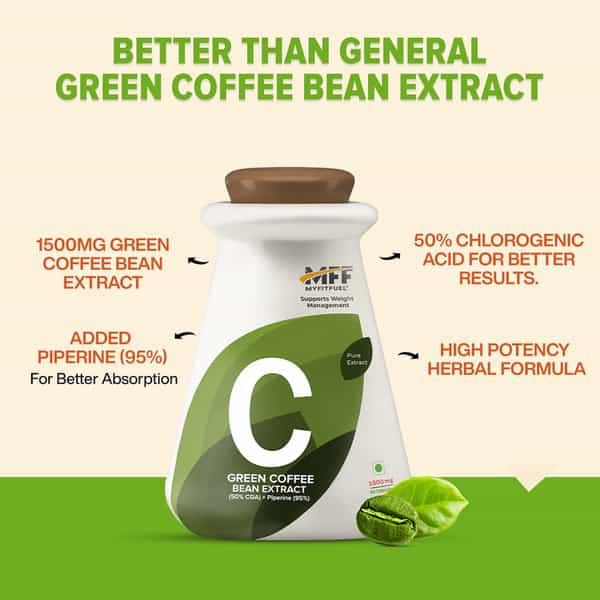 Myfitfuel Green Coffee Extract 50% Cga With Piperine 95%(1500Mg | 90 Capsules)