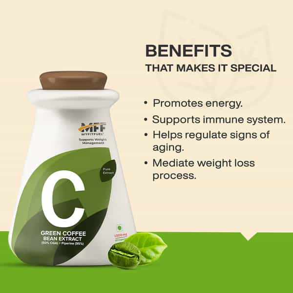 Myfitfuel Green Coffee Extract 50% Cga With Piperine 95%(1500Mg | 90 Capsules)