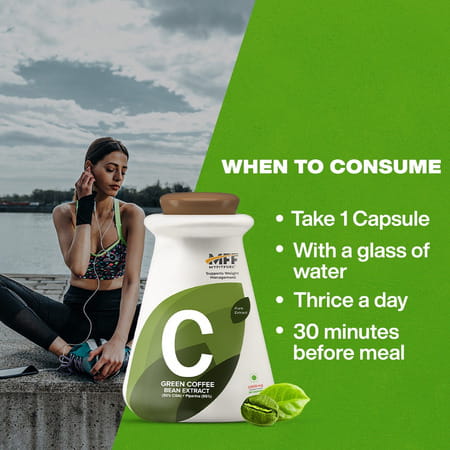 Myfitfuel Green Coffee Extract 50% Cga With Piperine 95%(1500mg | 90 Capsules)
