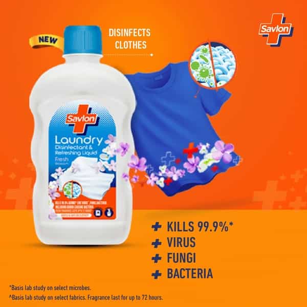Savlon Laundry Disinfectant & Refreshing Liquid 1000Ml After Detergent Wash Safe On Clothes