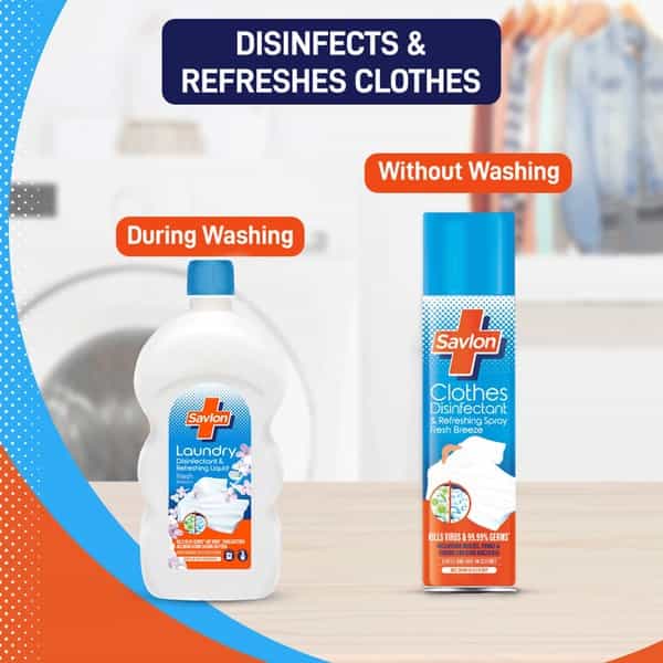 Savlon Laundry Disinfectant & Refreshing Liquid 1000Ml After Detergent Wash Safe On Clothes