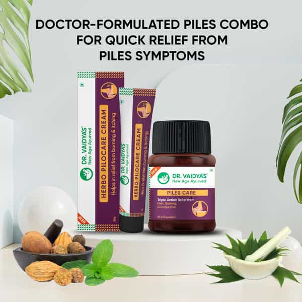 Dr. Vaidya's Piles Management Combo (3 Piles Care + 1 Pilocare Cream)