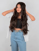 Streak Street 7 Set Clip-In Volumizer Dark Brown Hair Extensions With Golden Brown Highlights