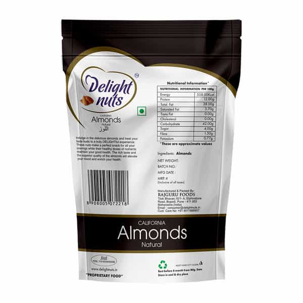 Delight Nuts Calfornia Almonds 100% Natural- Premium Quality 200Gm