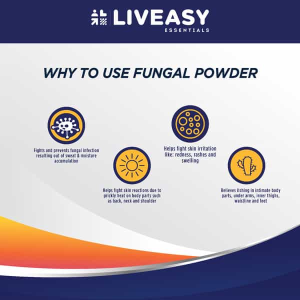 Liveasy Anti-Fungal Dusting Powder - 100 Gm - Prickly Heat & Skin Irritation - Clinically Proven