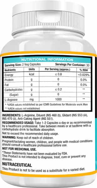 Musclexp L-Arginine 1000Mg For Athletic Endurance - 60 Capsules