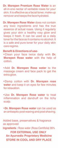 Dr. Morepen Pure & Natural Rose Water Spray For Face No Alcohol - 100Ml