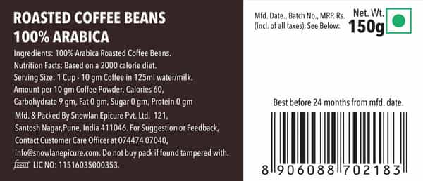 Colombian Brew 100% Arabica Roasted Coffee Beans 150G