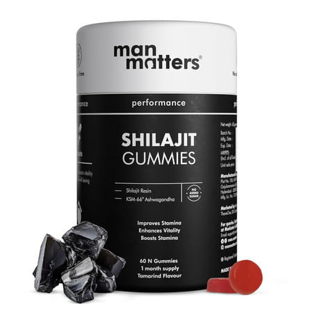 Man Matters 300mg Pure Himalayan Shilajit Gummies | 75% Fulvic Acid & Ksm 66 Ashwagandha | 60 N