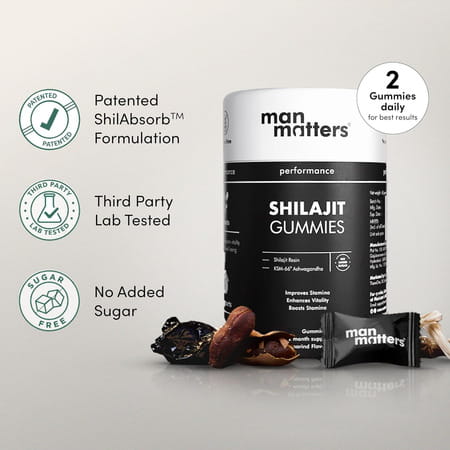 Man Matters 300mg Pure Himalayan Shilajit Gummies | 75% Fulvic Acid & Ksm 66 Ashwagandha | 60 N