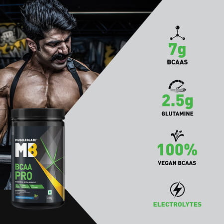 Muscleblaze Bcaa Pro Powder | Powerful Intra Workout (Blueberry Lemonade | 450g | 30 Servings)