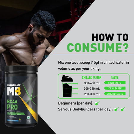 Muscleblaze Bcaa Pro Powder | Powerful Intra Workout (Blueberry Lemonade | 450g | 30 Servings)