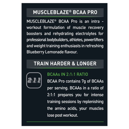 Muscleblaze Bcaa Pro Powder | Powerful Intra Workout (Blueberry Lemonade | 450g | 30 Servings)
