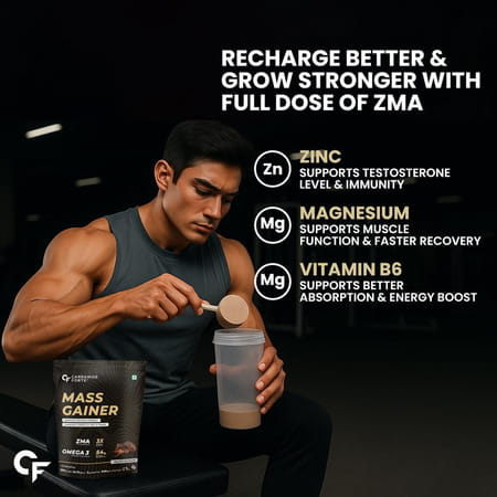 Carbamide Forte Mass Gainer | Protein | Multivitamin | Zma & Creatine Belgian Chocolate Flavour 1kg