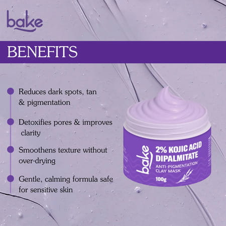 Bake 2% Kojic Acid Dipalmitate Clay Mask For Pigmentation - 100g