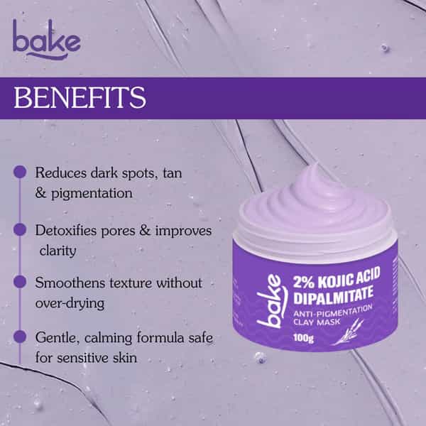 Bake 2% Kojic Acid Dipalmitate Clay Mask For Pigmentation - 100G