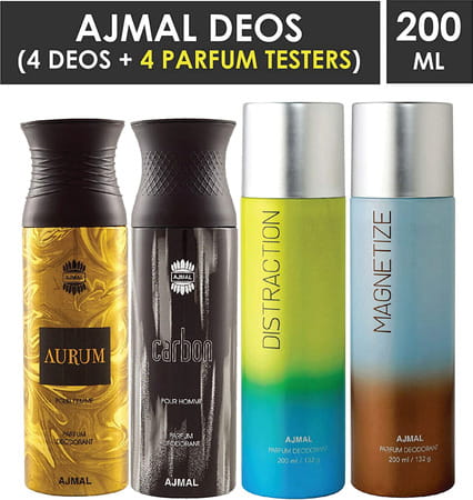 Ajmal 1 Aurum For Women 1 Carbon For Men 1 Distraction 1 Magnetize Unisex Deodorant Combo Pack Of 4