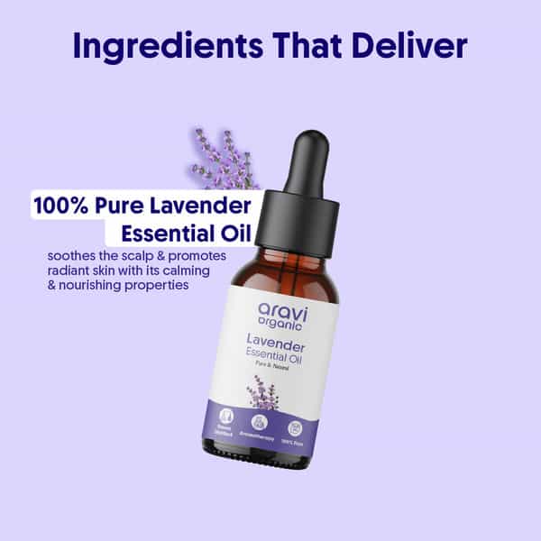 Aravi Organic Lavender Essential Oil - Calms Mind | Relieves Stress - 15Ml