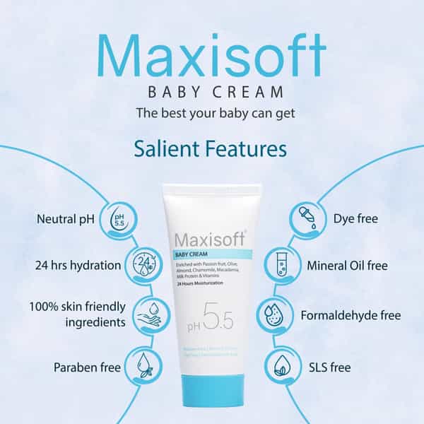 Maxisoft Baby Cream | Ph 5.5 | Tube | 50 Gm | Pack Of 4