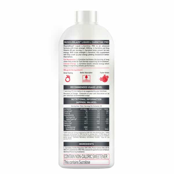Muscleblaze Liquid L - Carnitine Pro (Tangy Orange | 450Ml) | 3300Mg L - Carnitine