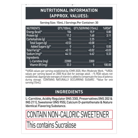 Muscleblaze Liquid L - Carnitine Pro (Tangy Orange | 450Ml) | 3300Mg L - Carnitine