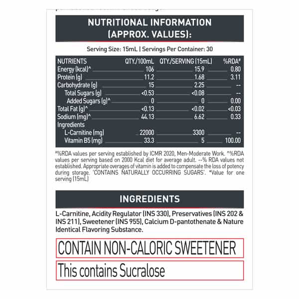 Muscleblaze Liquid L - Carnitine Pro (Tangy Orange | 450Ml) | 3300Mg L - Carnitine
