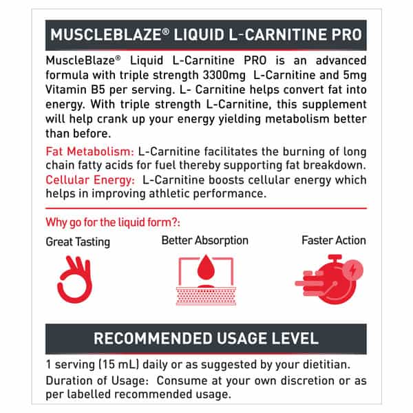 Muscleblaze Liquid L - Carnitine Pro (Tangy Orange | 450Ml) | 3300Mg L - Carnitine