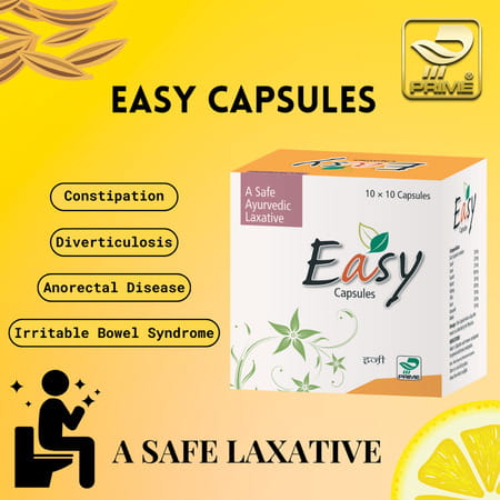 Prime Easy Ayurvedic Capsules For Constipation / Ibs / Gas / Acidity Relief - 100n