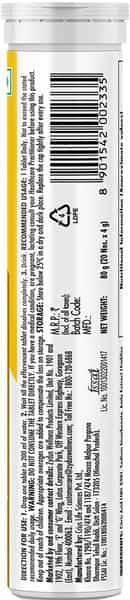 Glucon C Immunofizz Lemon Flavor Effervescent Tablets With 1000Mg (Pack Of 4) 20 Tablets Per Bottle