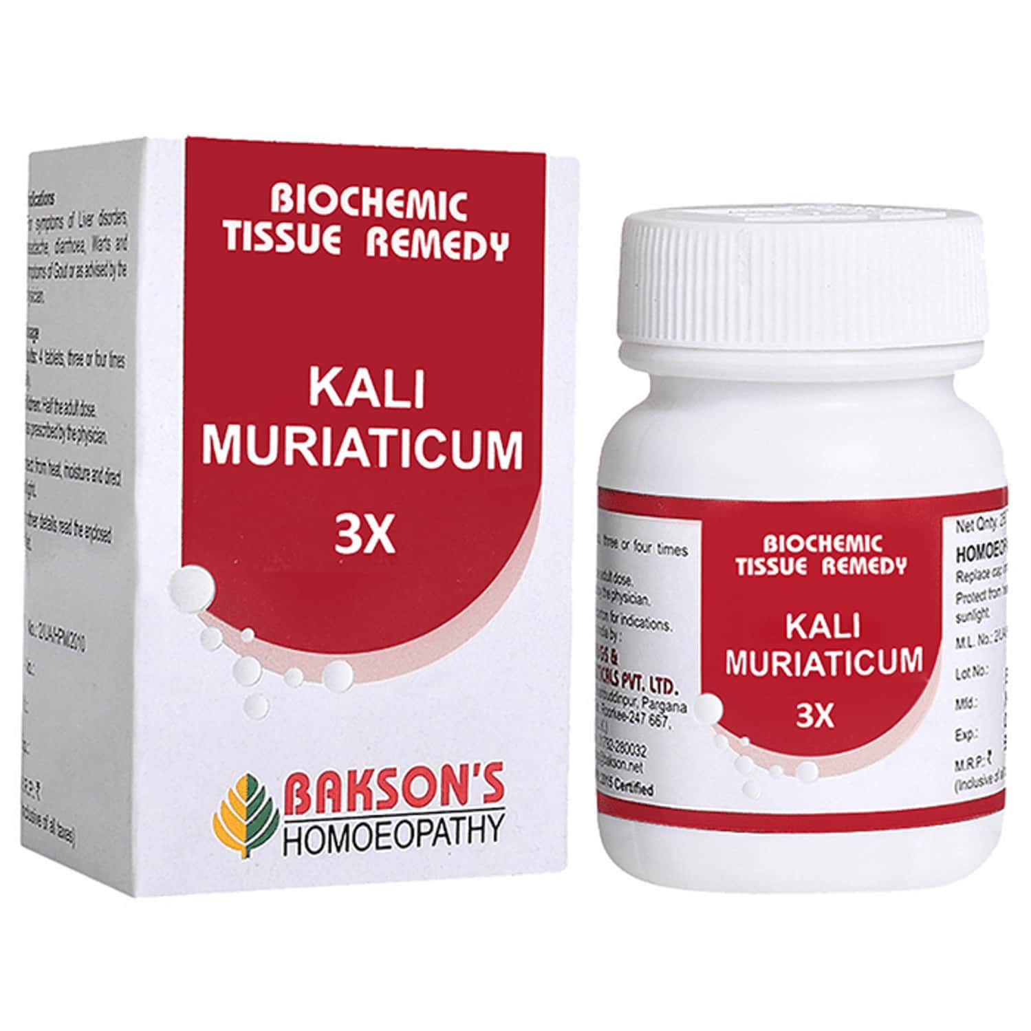 Baksons Homoeopathy Kali Muriaticum Biochemic Tablet 3x 250 No's