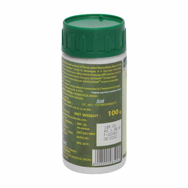 So Sweet Stevia Powder100 Gm Sugar Free Zero Calorie Sweetener ( Pack Of 2)