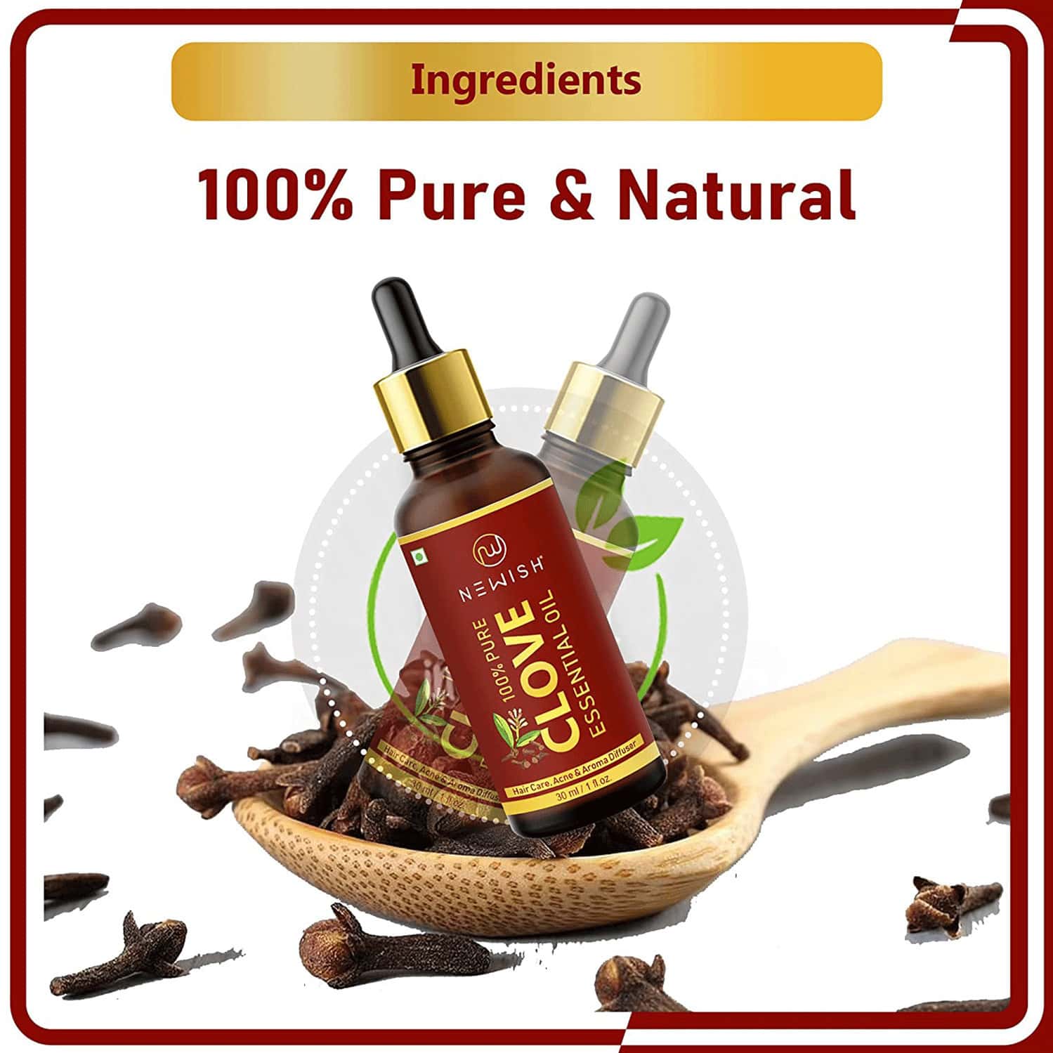 Buy NEWISH PURE & NATURAL CLOVE OIL FOR TEETH PAIN SKIN & HAIR 30ML