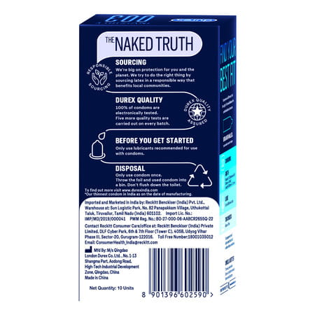 Durex Invisible 003 Condom 10 No'S