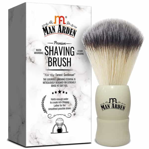 Man Arden Royal White Premium Shaving Brush With Ultra Soft & Absorbent Bristles&Long Handle