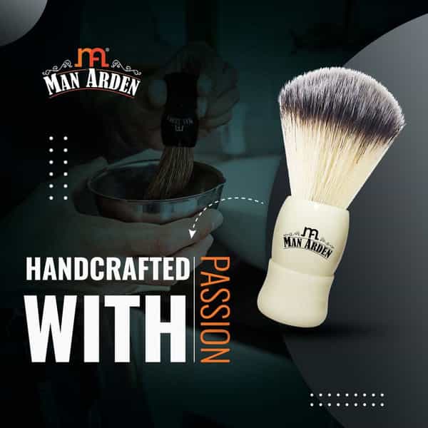 Man Arden Royal White Premium Shaving Brush With Ultra Soft & Absorbent Bristles&Long Handle