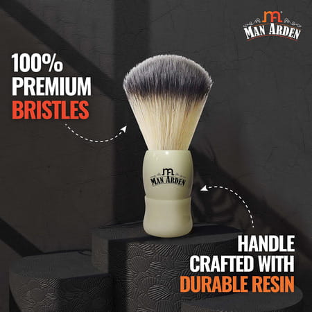 Man Arden Royal White Premium Shaving Brush With Ultra Soft & Absorbent Bristles&Long Handle