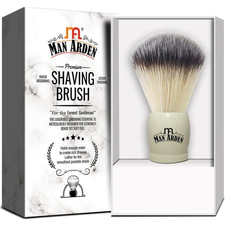 Man Arden Royal White Premium Shaving Brush With Ultra Soft & Absorbent Bristles&Long Handle