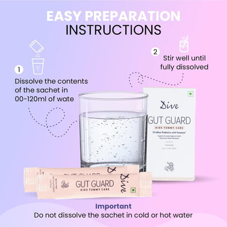 Dive Gut Guard Kids Tummy Care Pre & Probiotic Boost Your Child'S Gut Health Immunity 60 Days Pack
