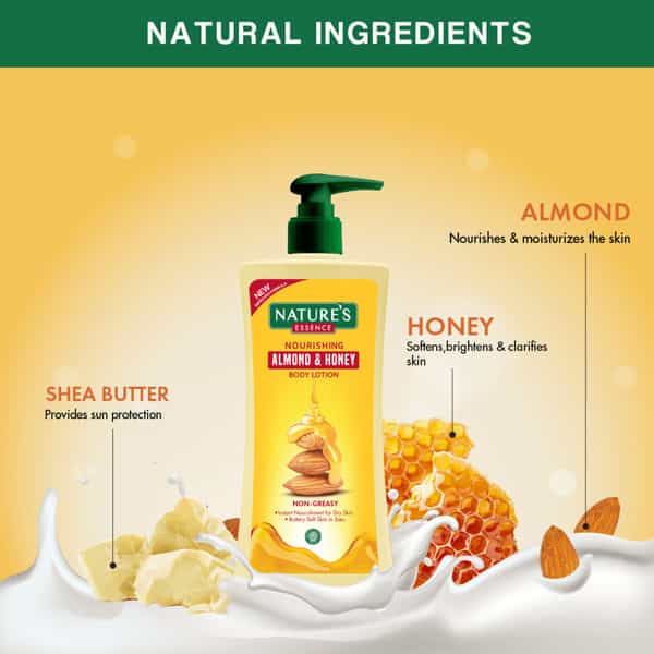 Nature's Essence Almond & Honey Body Lotion | Nourishing & Moisturizing | Non Greasy Lotion 500Ml
