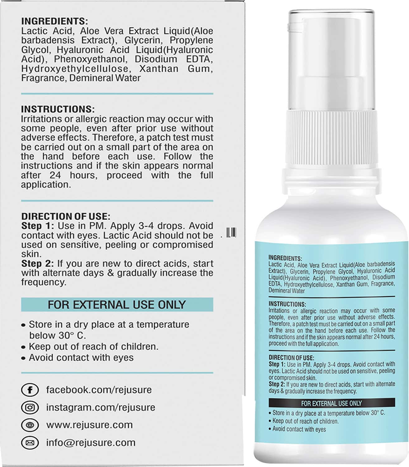 Buy REJUSURE LACTIC ACID 10 + HYALURONIC ACID 1 FACIAL EXFOLIATOR