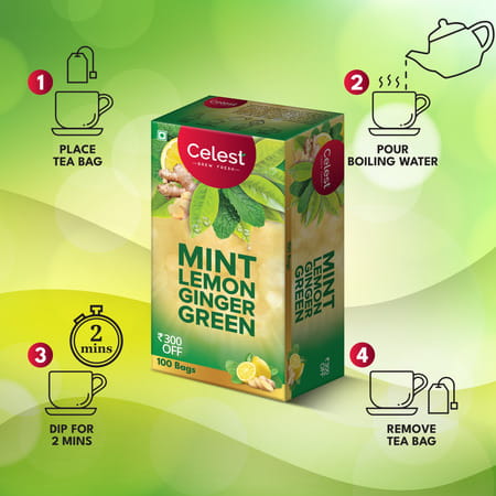 Celest Green Tea 100 Bags - Ginger | Mint & Lemon