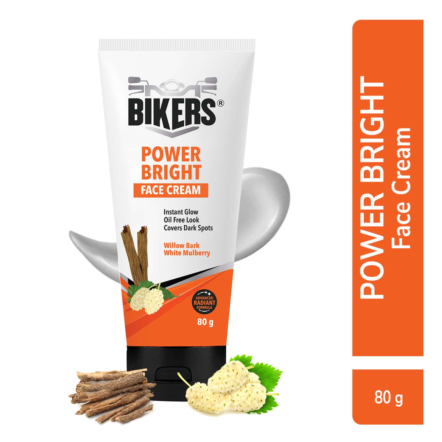 Biker'S Power Bright Men Face Cream With Willow Bark And White Mulberry | Provides Glow (80 Gm)