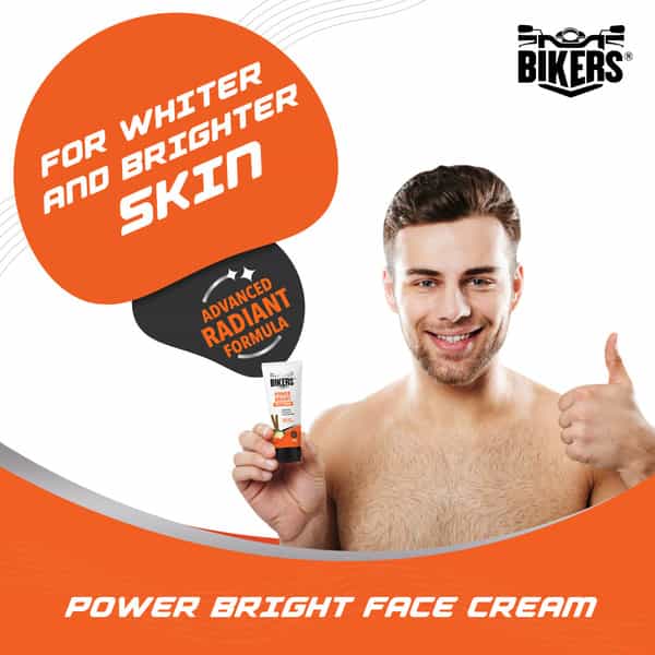 Biker's Power Bright Men Face Cream With Willow Bark And White Mulberry | Provides Glow (80 Gm)