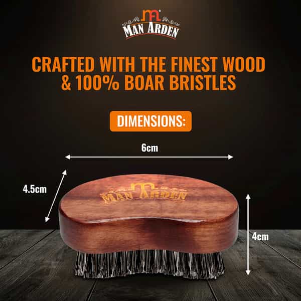 Man Arden 100% Boar Bristle Beard Brush With Hand Crafted Premium Wood Handle With Leather Pouch