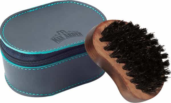 Man Arden 100% Boar Bristle Beard Brush With Hand Crafted Premium Wood Handle With Leather Pouch