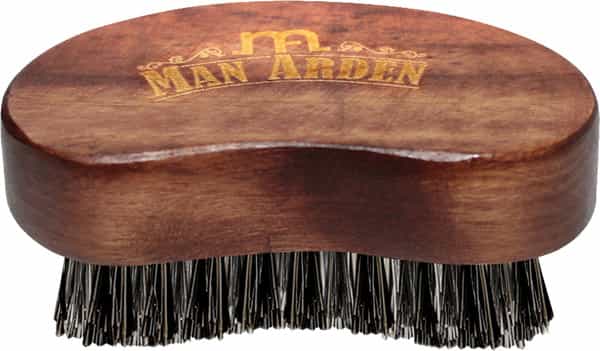 Man Arden 100% Boar Bristle Beard Brush With Hand Crafted Premium Wood Handle With Leather Pouch