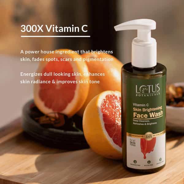 Lotus Botanicals Skin Brightening Face Wash Vitamin C Sulphate Silicon & Chemical Free - 180Ml