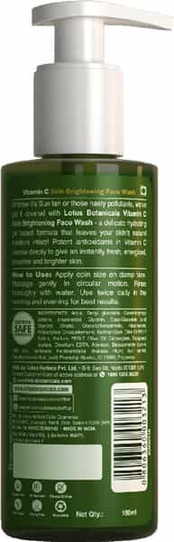 Lotus Botanicals Skin Brightening Face Wash Vitamin C Sulphate Silicon & Chemical Free - 180Ml