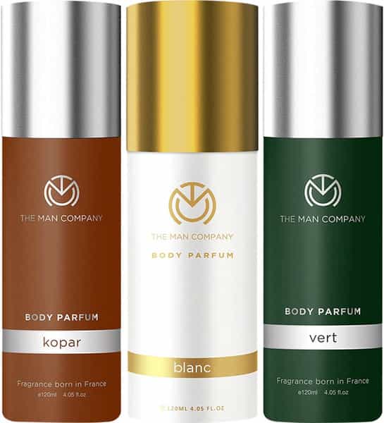 The Man Company Body Deodorant Trio Pack With Kopar Blanc Vert Body Perfume For Men- (120Ml*3)