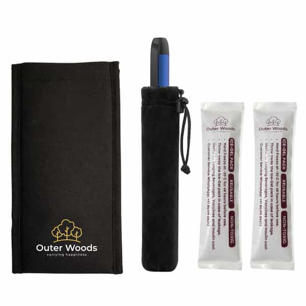 Outer Woods Insulin Cooler Pouch With 2 Mini Ice Gel Packs | 3+ Hrs Cooling | Insulin Pouch - Black